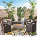 Mercier Outdoor 7-Seater Wicker Print Chat Set by Christopher Knight Home