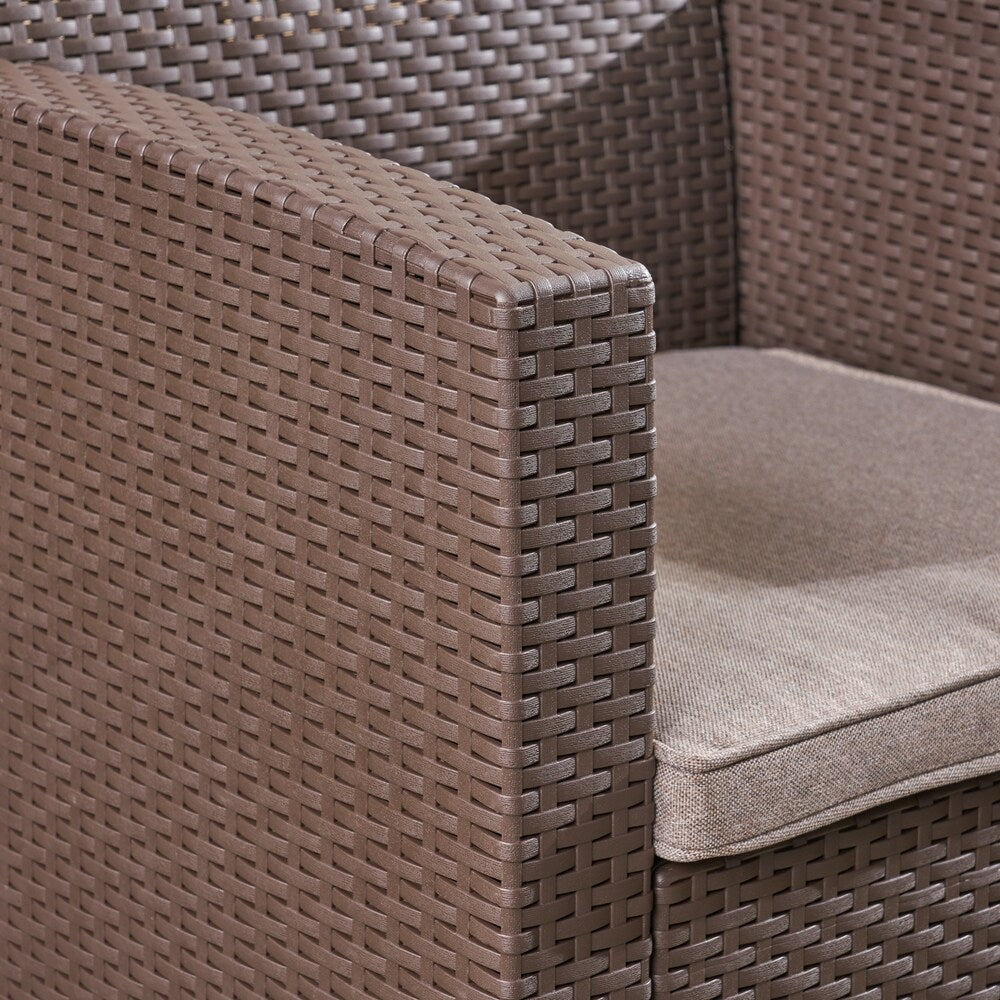 Mercier Outdoor 7-Seater Wicker Print Chat Set by Christopher Knight Home