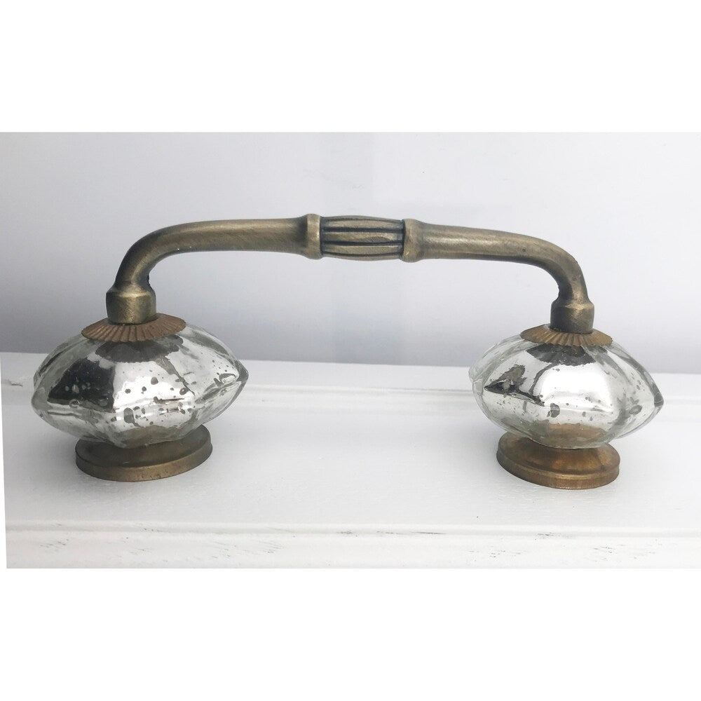 Mercury Glass Knobs on 4" Center Spread Handle