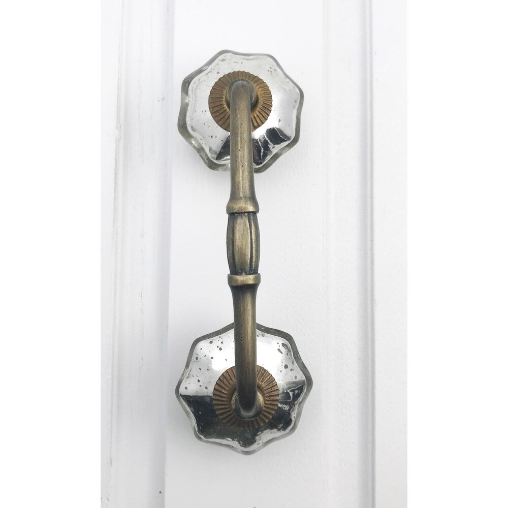Mercury Glass Knobs on 4" Center Spread Handle