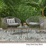 Meridian Outdoor 2 Seater Faux Wicker Chat Set with Tempered Glass Table by Christopher Knight Home