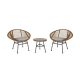Meridian Outdoor 2 Seater Faux Wicker Chat Set with Tempered Glass Table by Christopher Knight Home