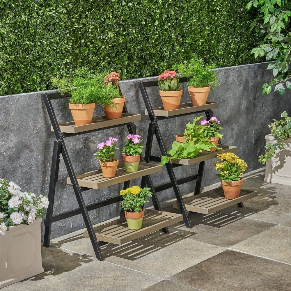 Meridien Outdoor Acacia Wood Plant Stand by Christopher Knight Home
