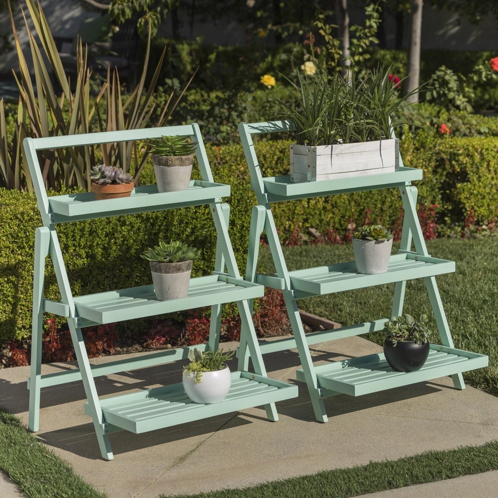 Meridien Outdoor Acacia Wood Plant Stand by Christopher Knight Home