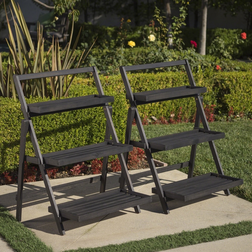 Meridien Outdoor Acacia Wood Plant Stand by Christopher Knight Home