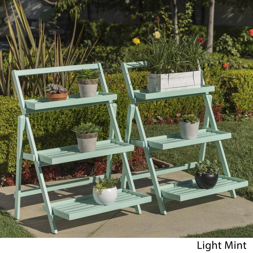 Meridien Outdoor Acacia Wood Plant Stand by Christopher Knight Home