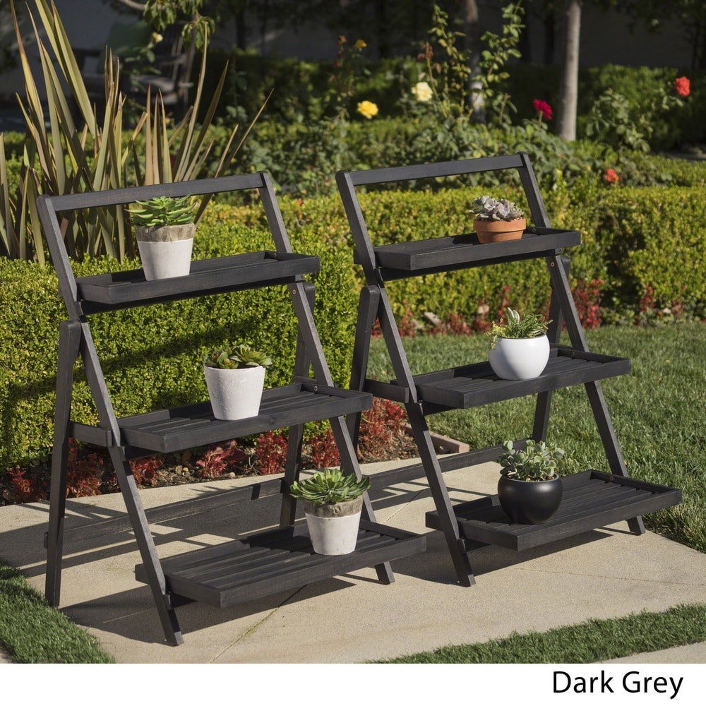 Meridien Outdoor Acacia Wood Plant Stand by Christopher Knight Home