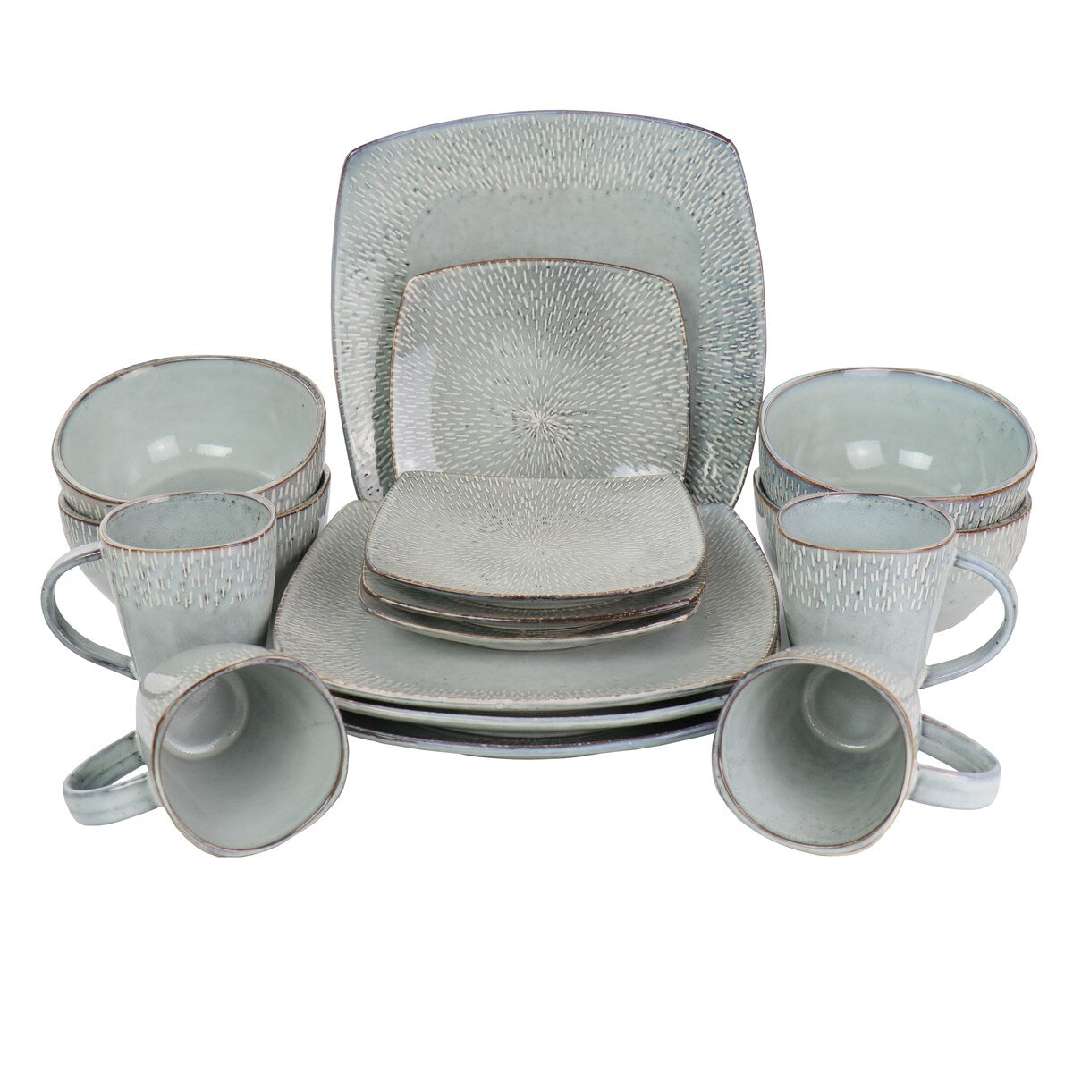 Meritage 16 Piece Stoneware Dinnerware Set in Gray (Service for 4)