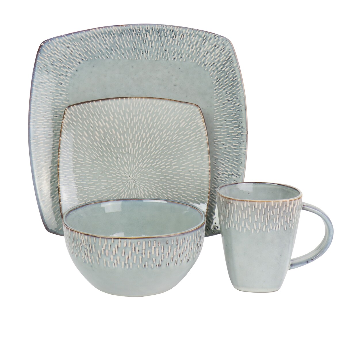 Meritage 16 Piece Stoneware Dinnerware Set in Gray (Service for 4)