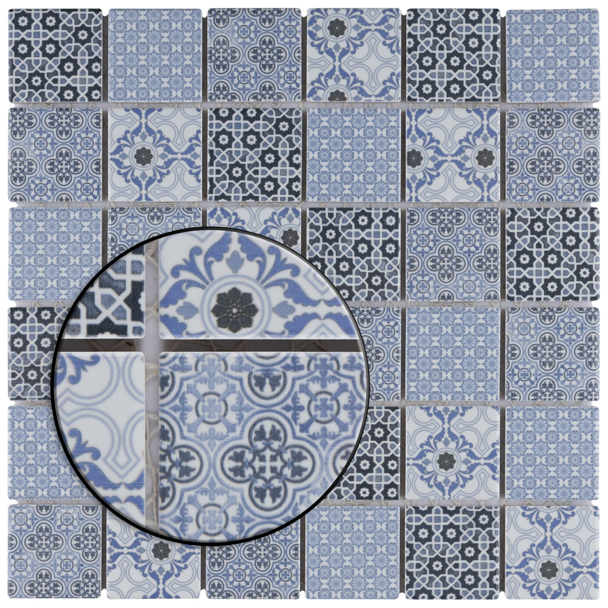 Merola Tile Classico 2" Square Blue 6" x 6" Porcelain Floor and Wall Tile