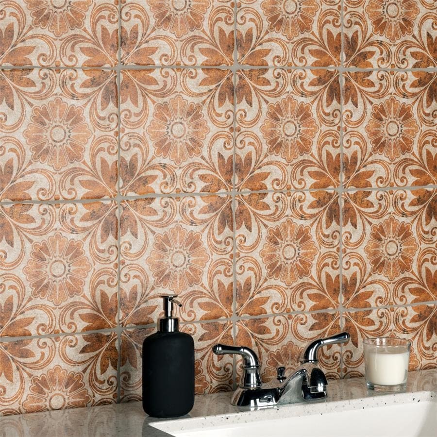 Merola Tile Costa Arena Decor Dahlia 7-3/4" x 7-3/4" Ceramic Floor and Wall Tile