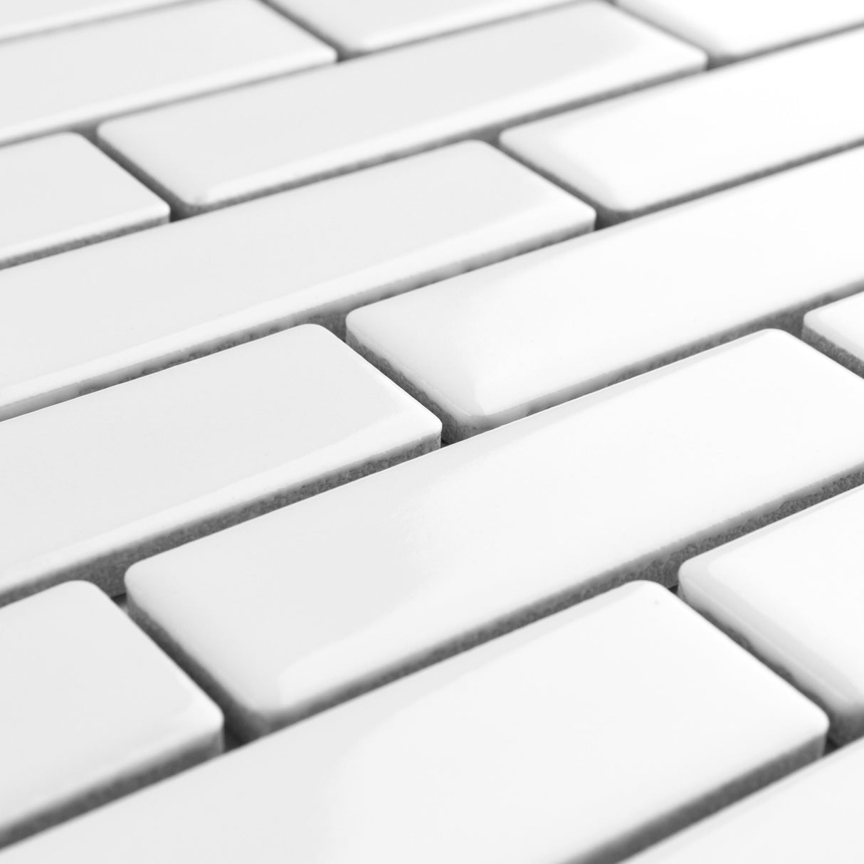 Merola Tile Metro Brick Subway Glossy White 10-1/4" x 11-1/2" Porcelain Mosaic Tile