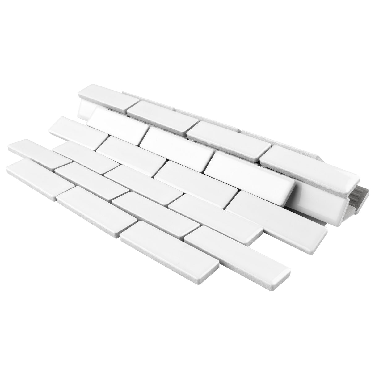 Merola Tile Metro Brick Subway Glossy White 10-1/4" x 11-1/2" Porcelain Mosaic Tile