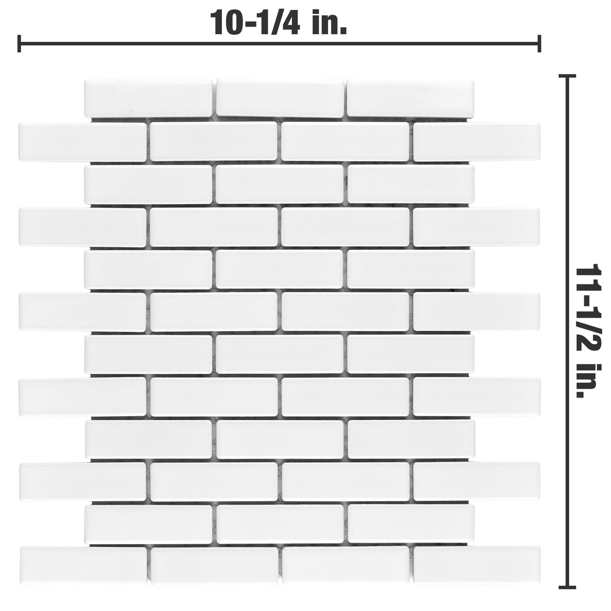 Merola Tile Metro Brick Subway Glossy White 10-1/4" x 11-1/2" Porcelain Mosaic Tile