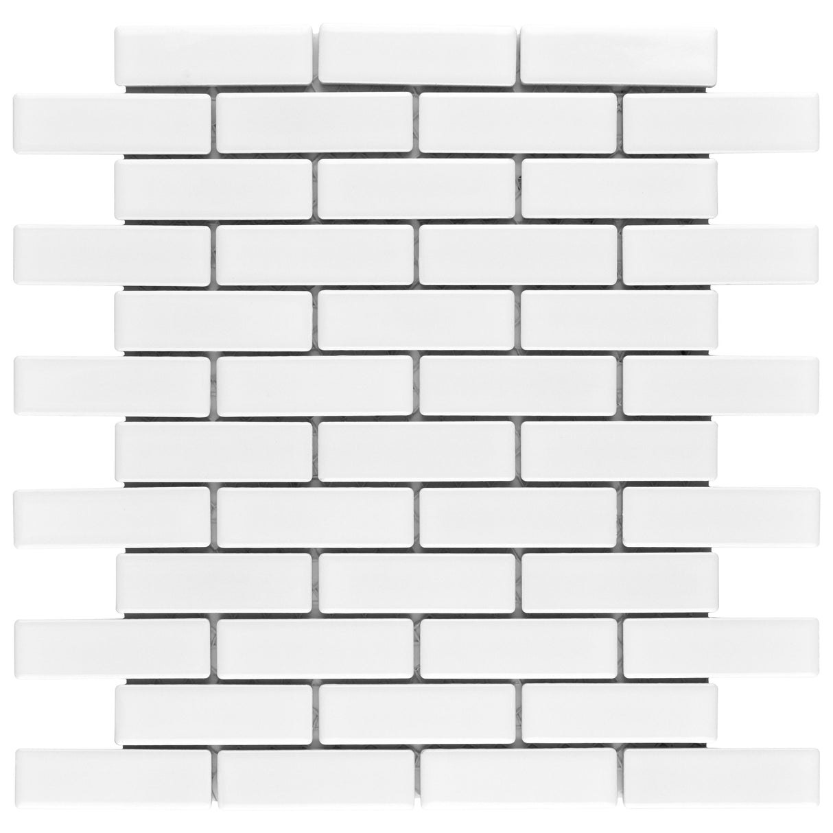 Merola Tile Metro Brick Subway Glossy White 10-1/4" x 11-1/2" Porcelain Mosaic Tile