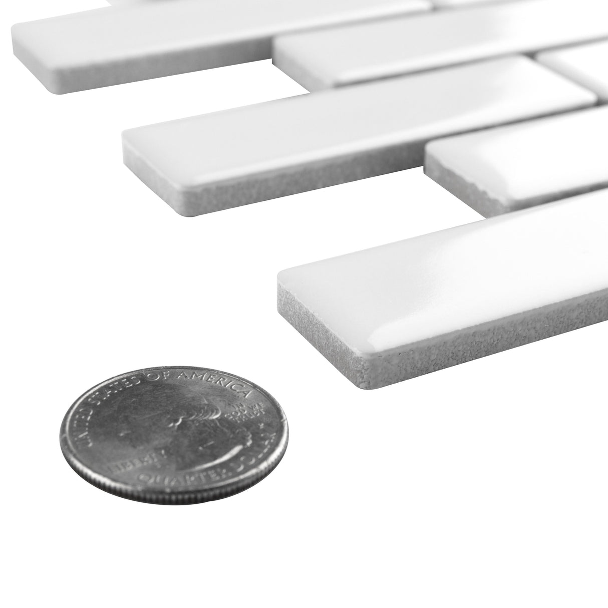 Merola Tile Metro Brick Subway Glossy White 10-1/4" x 11-1/2" Porcelain Mosaic Tile