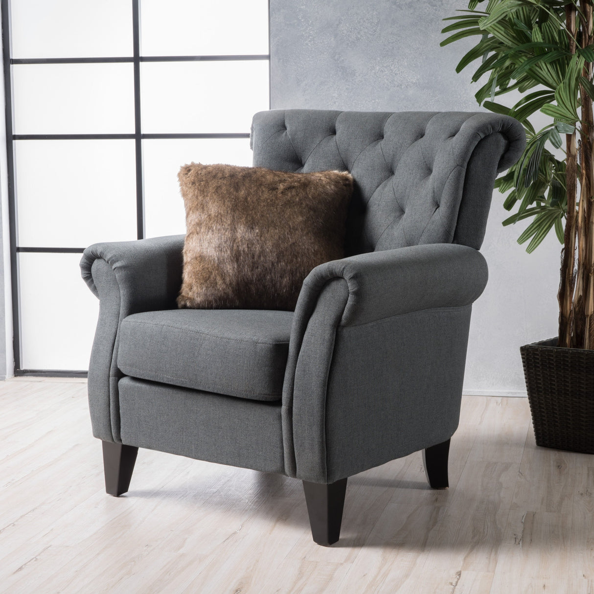 Merritt Contemporary Fabric Tufted Chair by Christopher Knight Home - 37.00"L x 35.25"W x 38.00"H