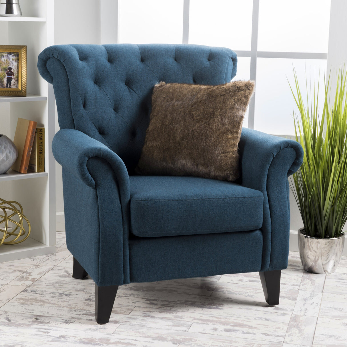 Merritt Contemporary Fabric Tufted Chair by Christopher Knight Home - 37.00"L x 35.25"W x 38.00"H