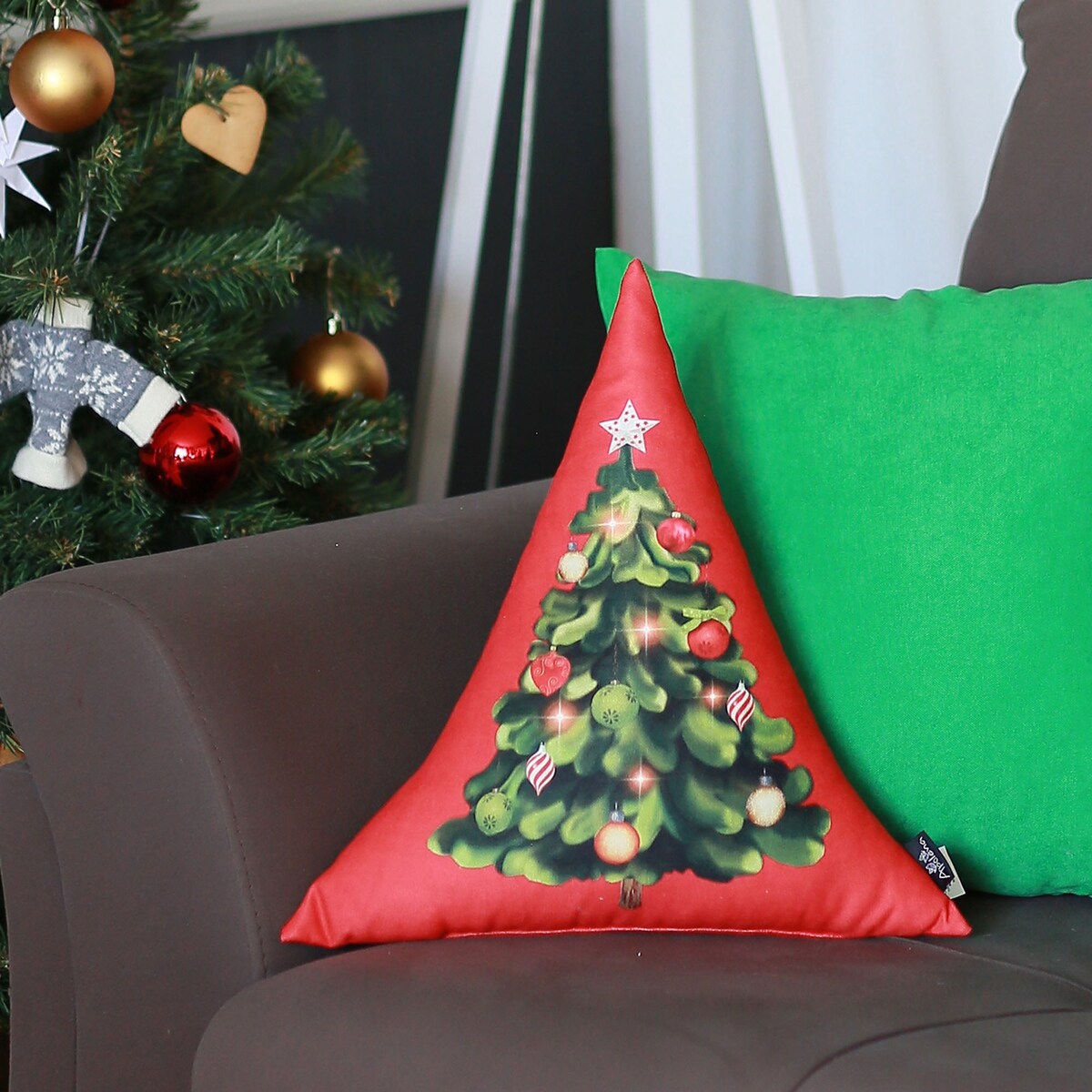 Merry Christmas Tree Decorative Shaped Pillow Christmas Gift 16"x16"