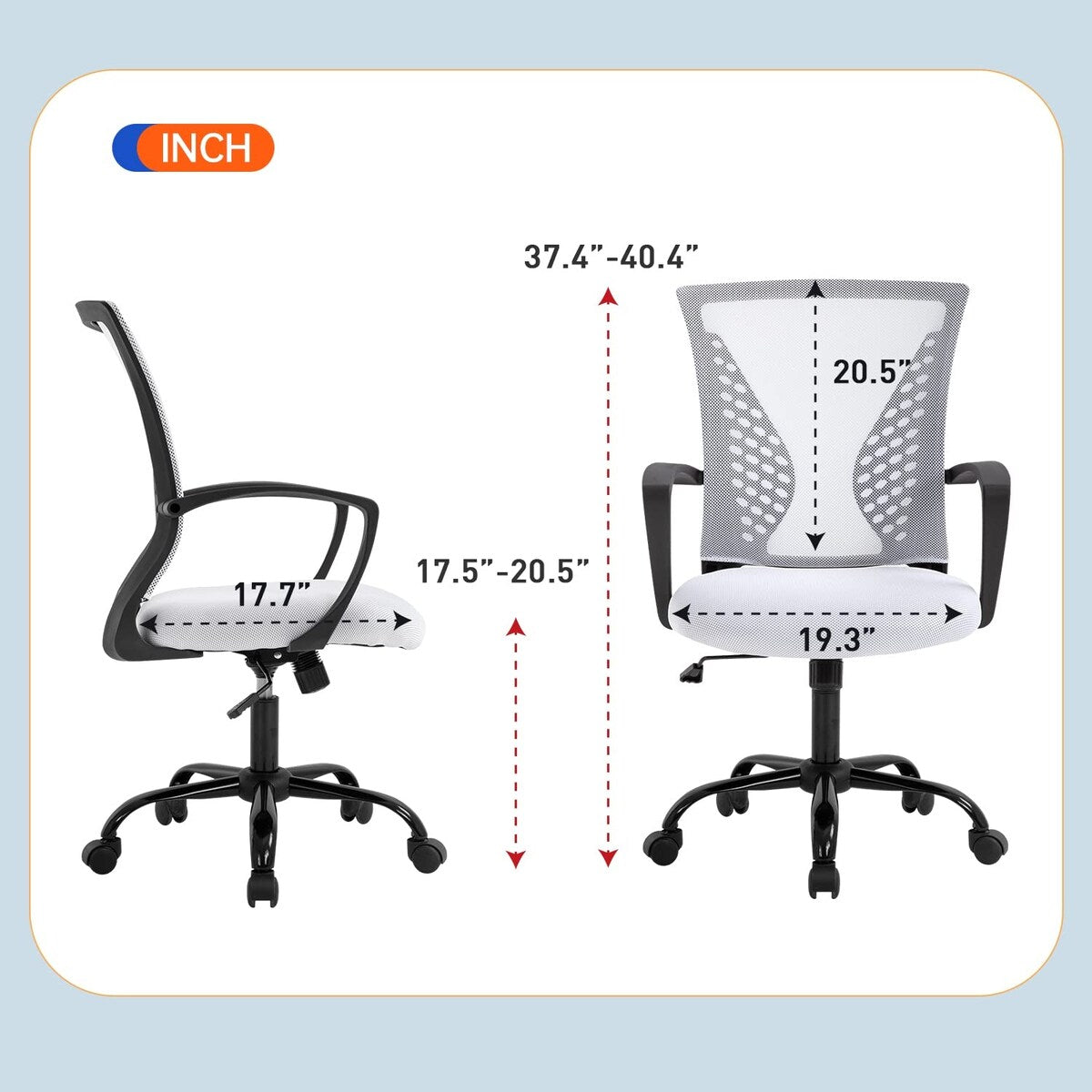 Mesh Office Chair Ergonomic Desk Chair Computer Chair with Lumbar Support Armrest Rolling Swivel Task Mid Back Adjustable Chair