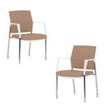 Mesh Upholstered Stacking Office Chair Guest/Reception Chair with Armrests, 2 Sets