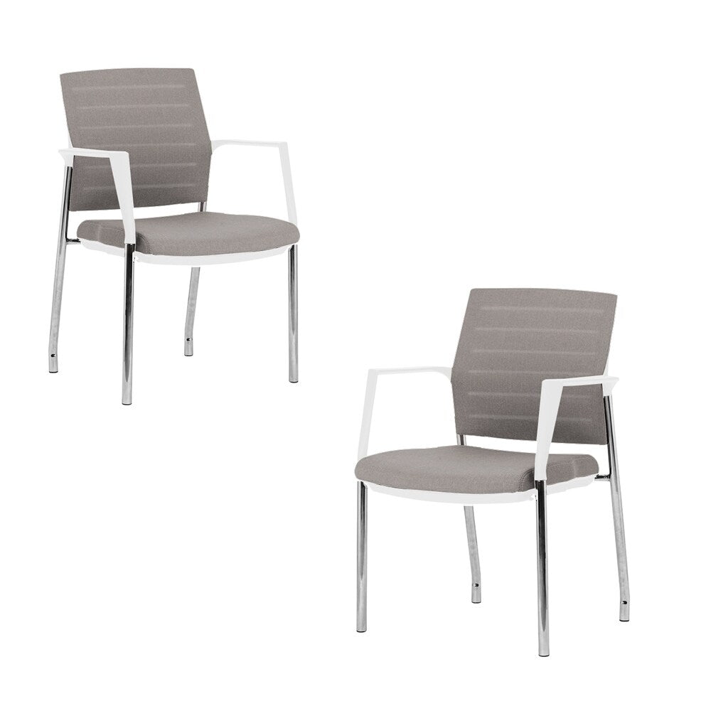 Mesh Upholstered Stacking Office Chair Guest/Reception Chair with Armrests, 2 Sets