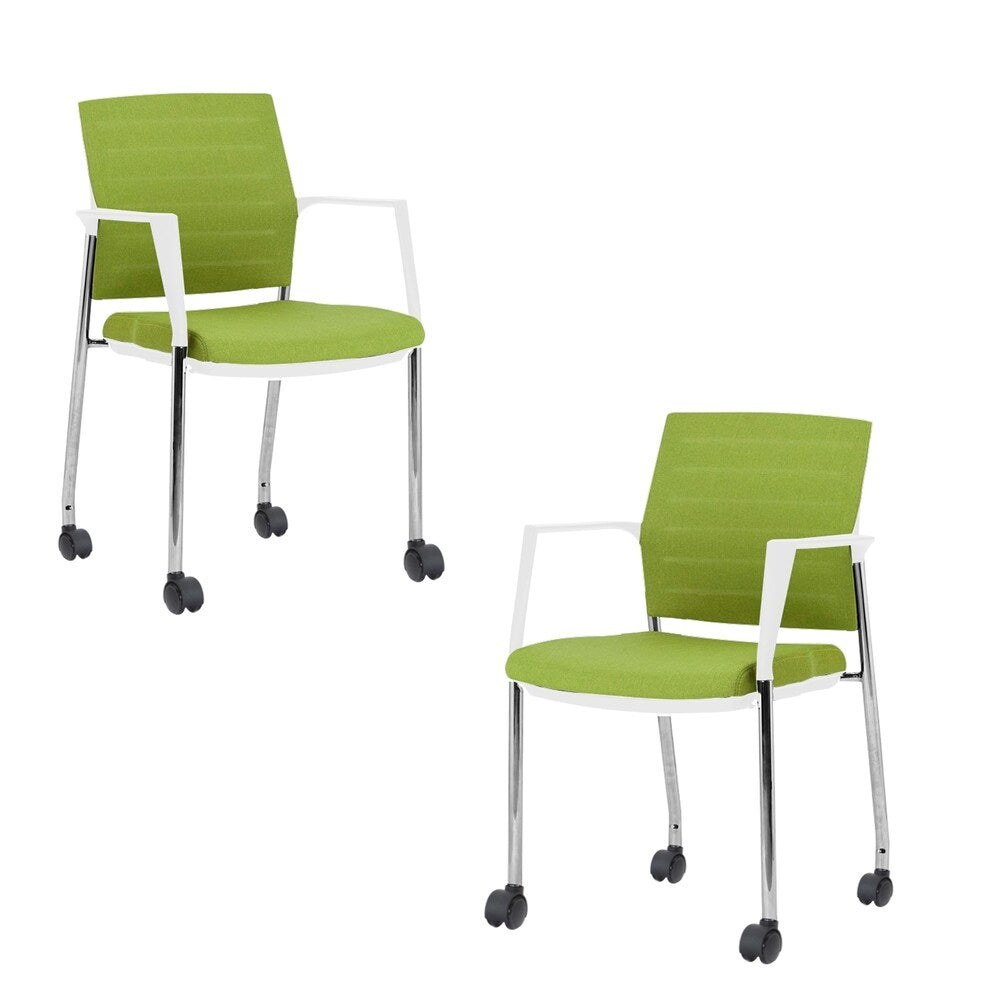 Mesh Upholstered Stacking Office Chair Guest/Reception Chair with Armrests, 2 Sets