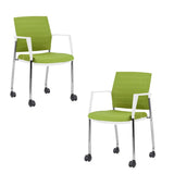 Mesh Upholstered Stacking Office Chair Guest/Reception Chair with Armrests, 2 Sets