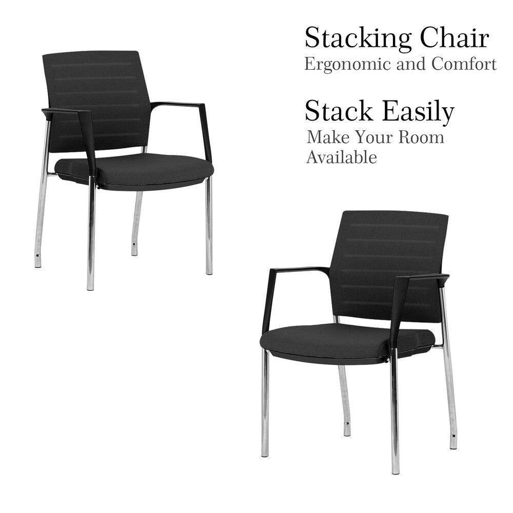 Mesh Upholstered Stacking Office Chair Guest/Reception Chair with Armrests, 2 Sets