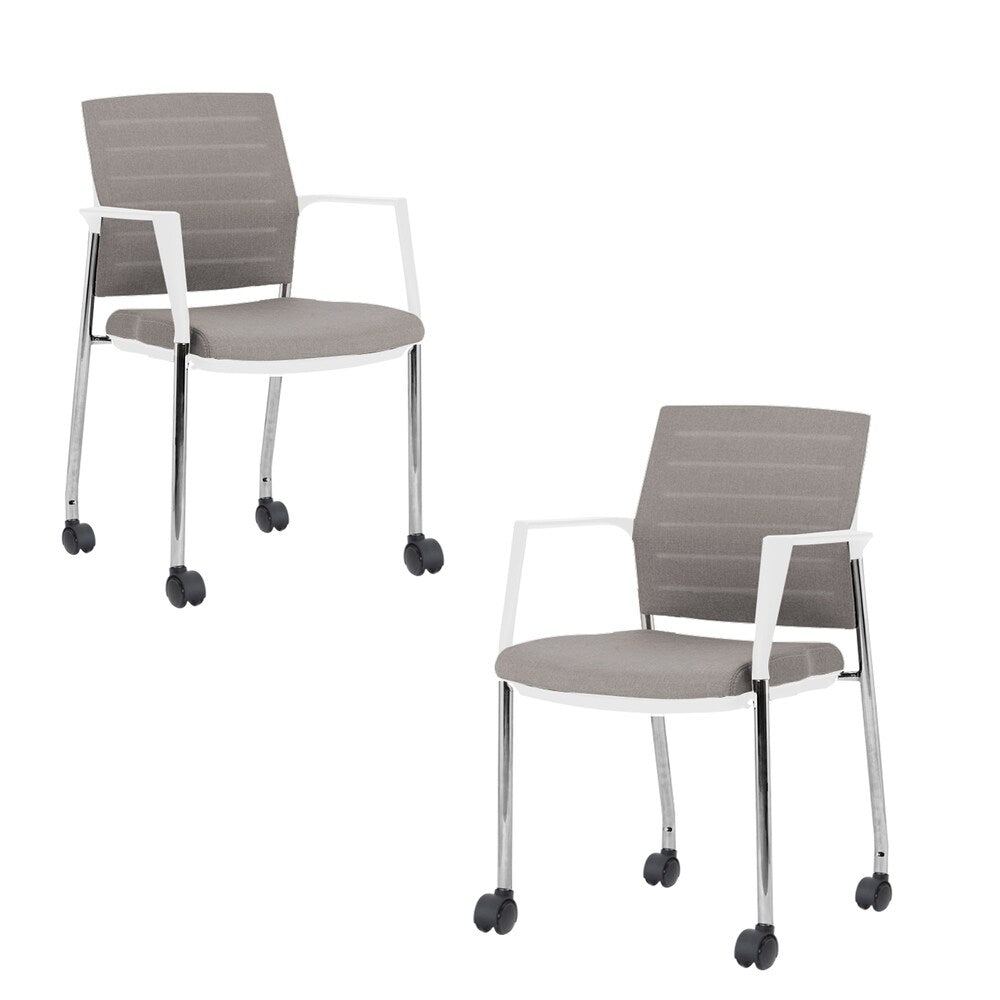 Mesh Upholstered Stacking Office Chair Guest/Reception Chair with Armrests, 2 Sets