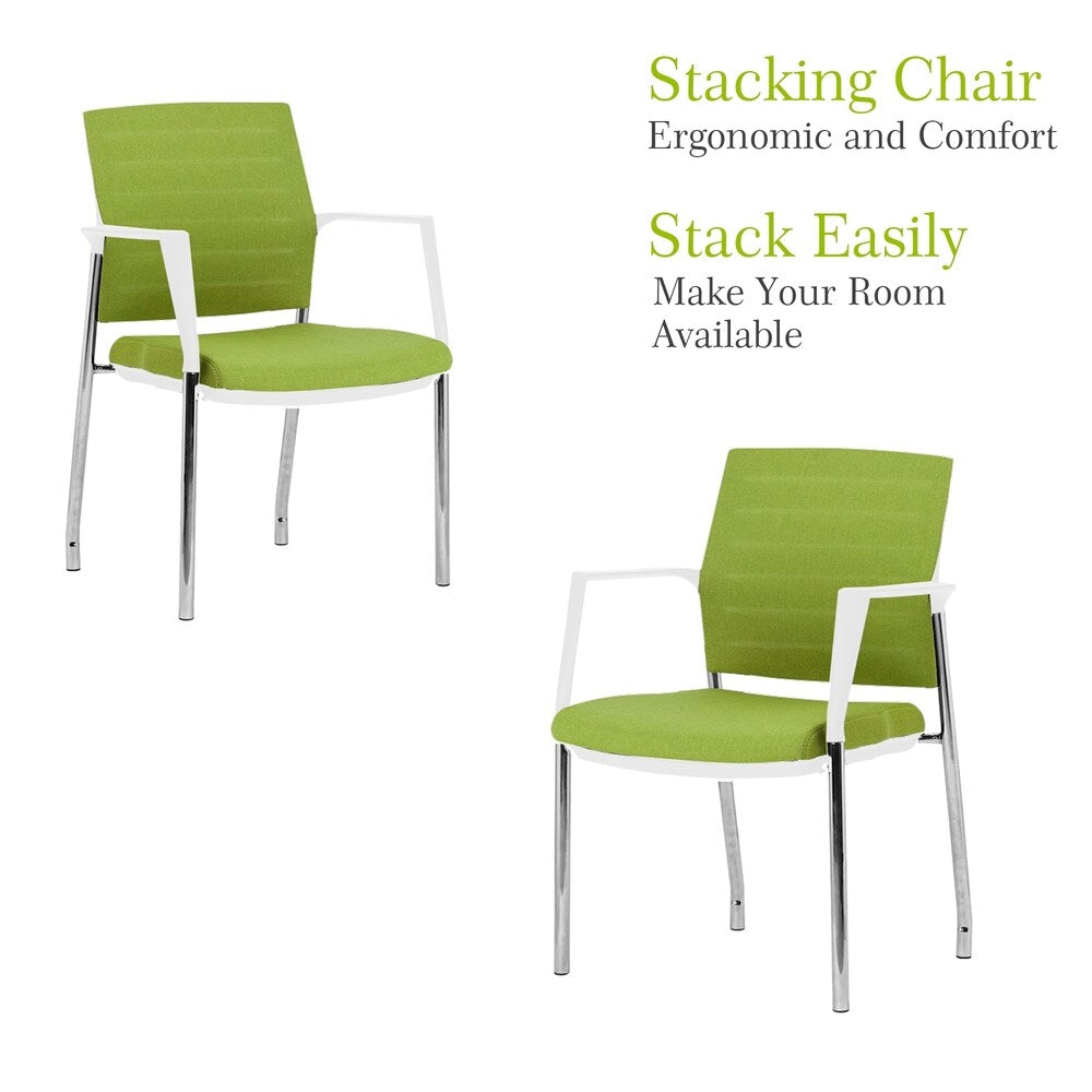 Mesh Upholstered Stacking Office Chair Guest/Reception Chair with Armrests, 2 Sets