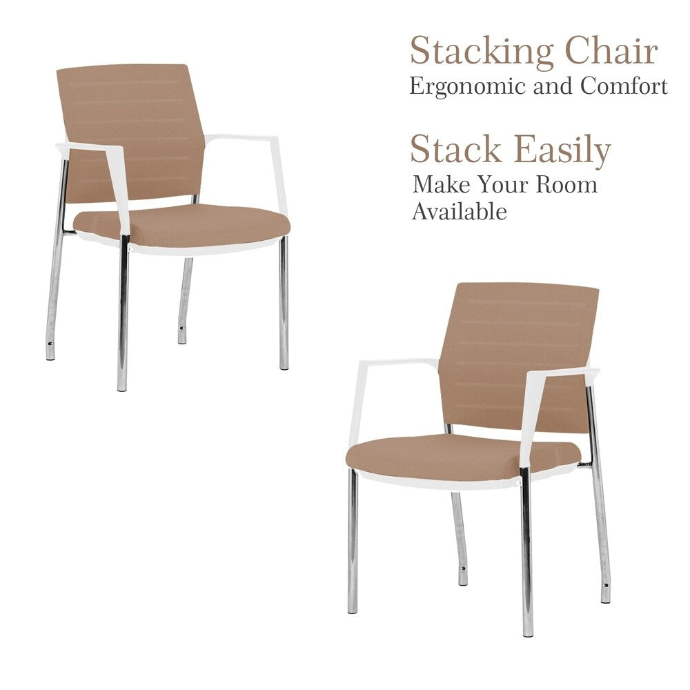Mesh Upholstered Stacking Office Chair Guest/Reception Chair with Armrests, 2 Sets