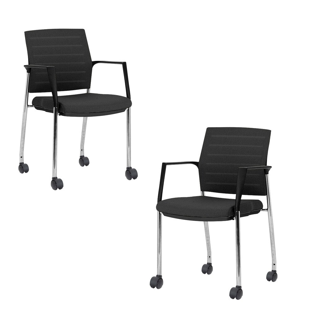 Mesh Upholstered Stacking Office Chair Guest/Reception Chair with Armrests, 2 Sets