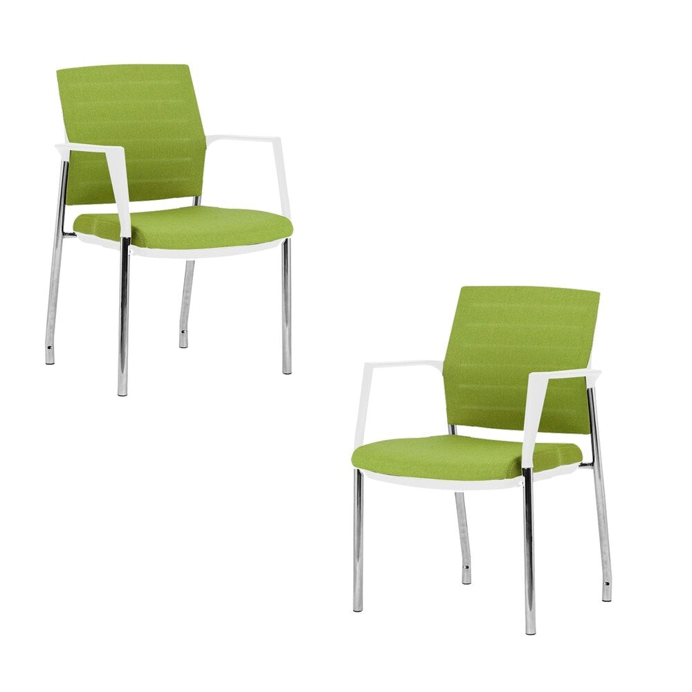 Mesh Upholstered Stacking Office Chair Guest/Reception Chair with Armrests, 2 Sets