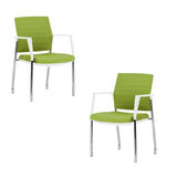 Mesh Upholstered Stacking Office Chair Guest/Reception Chair with Armrests, 2 Sets