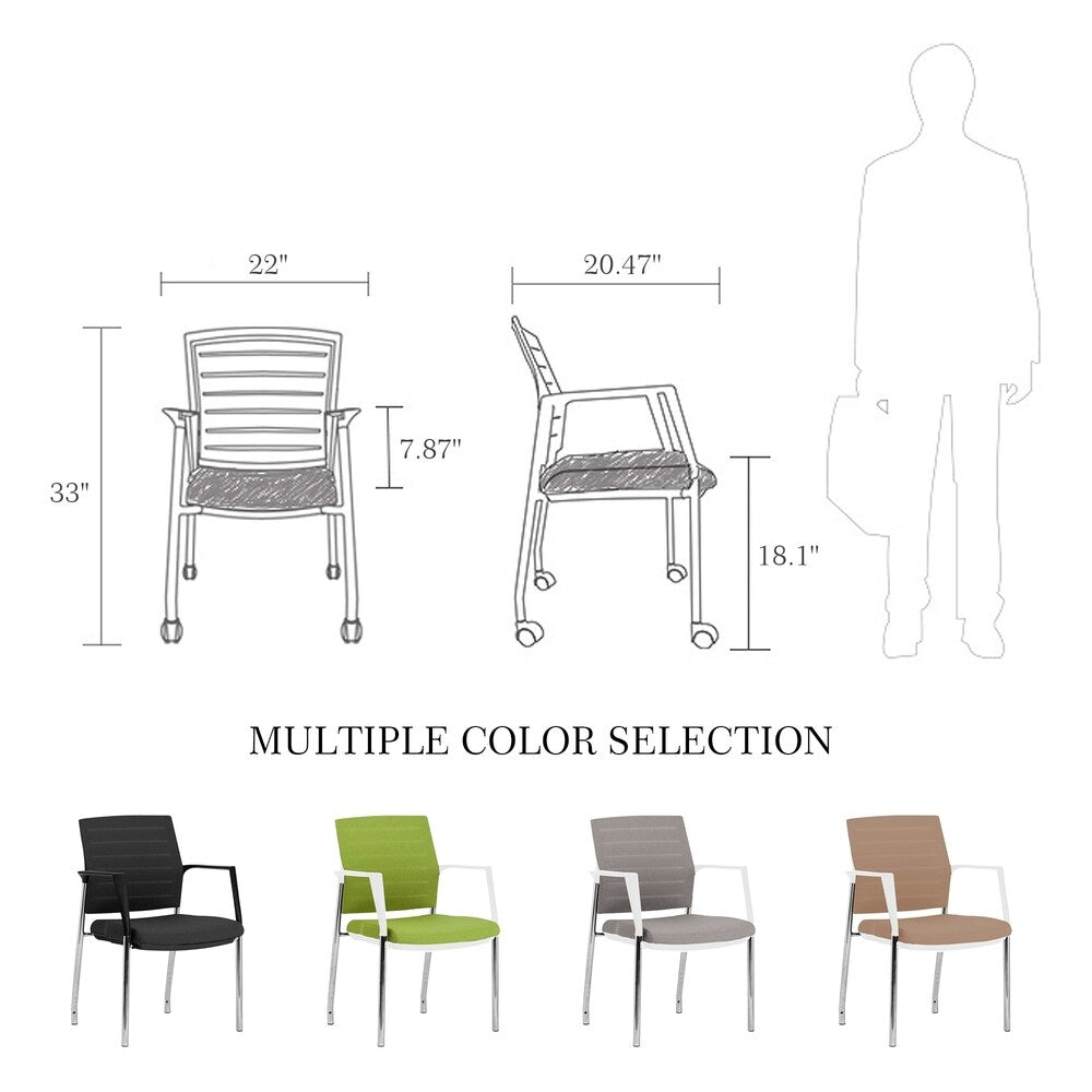 Mesh Upholstered Stacking Office Chair Guest/Reception Chair with Armrests, 2 Sets