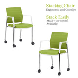 Mesh Upholstered Stacking Office Chair Guest/Reception Chair with Armrests, 2 Sets