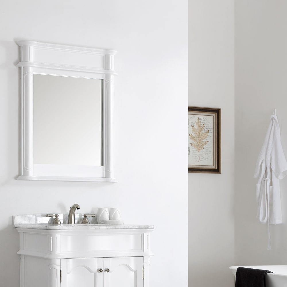 Messina 30" Rectangular Bathroom/Vanity framed Wall Mirror in White - 30 inches