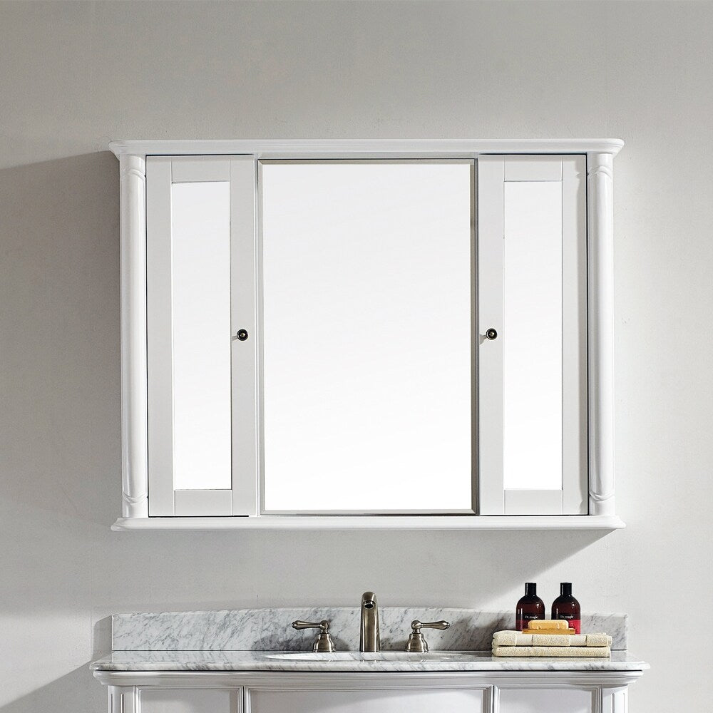 Messina 48" Rectangular Medicine Cabinet framed Wall Mirror in White - 48 inches