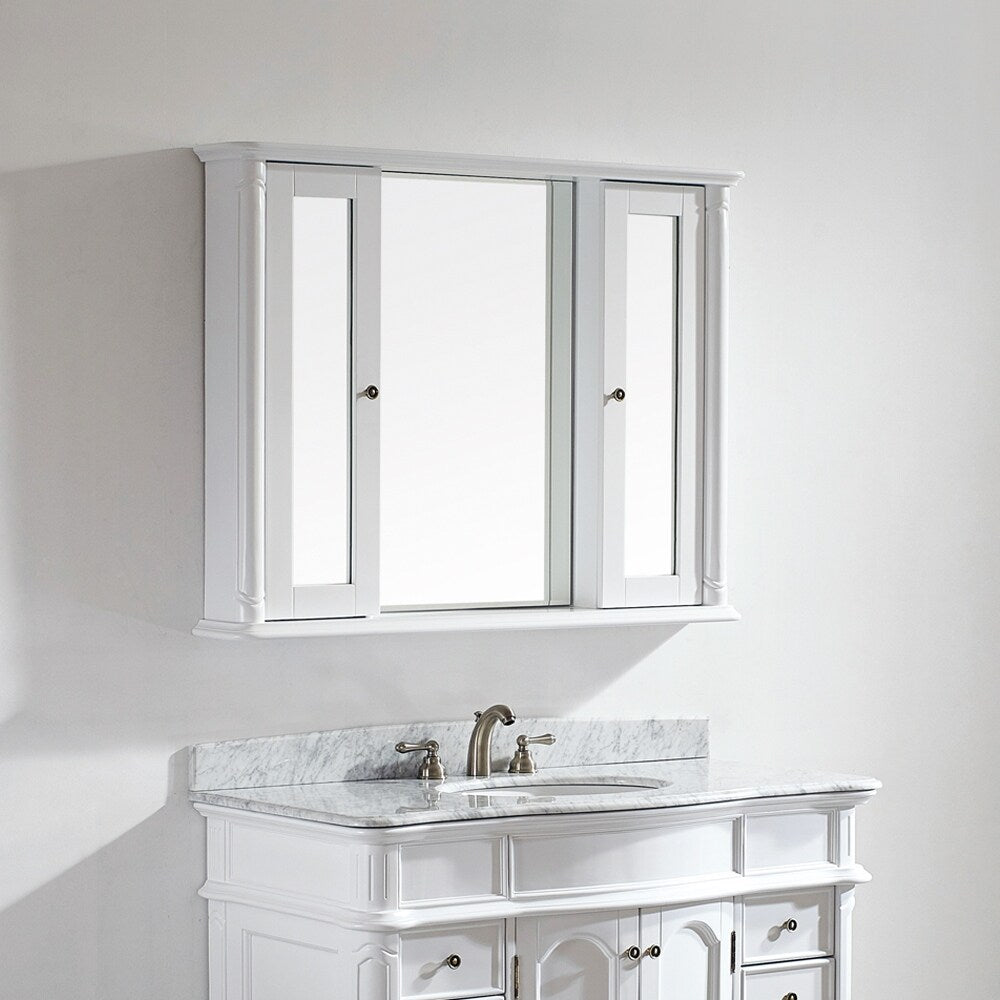 Messina 48" Rectangular Medicine Cabinet framed Wall Mirror in White - 48 inches