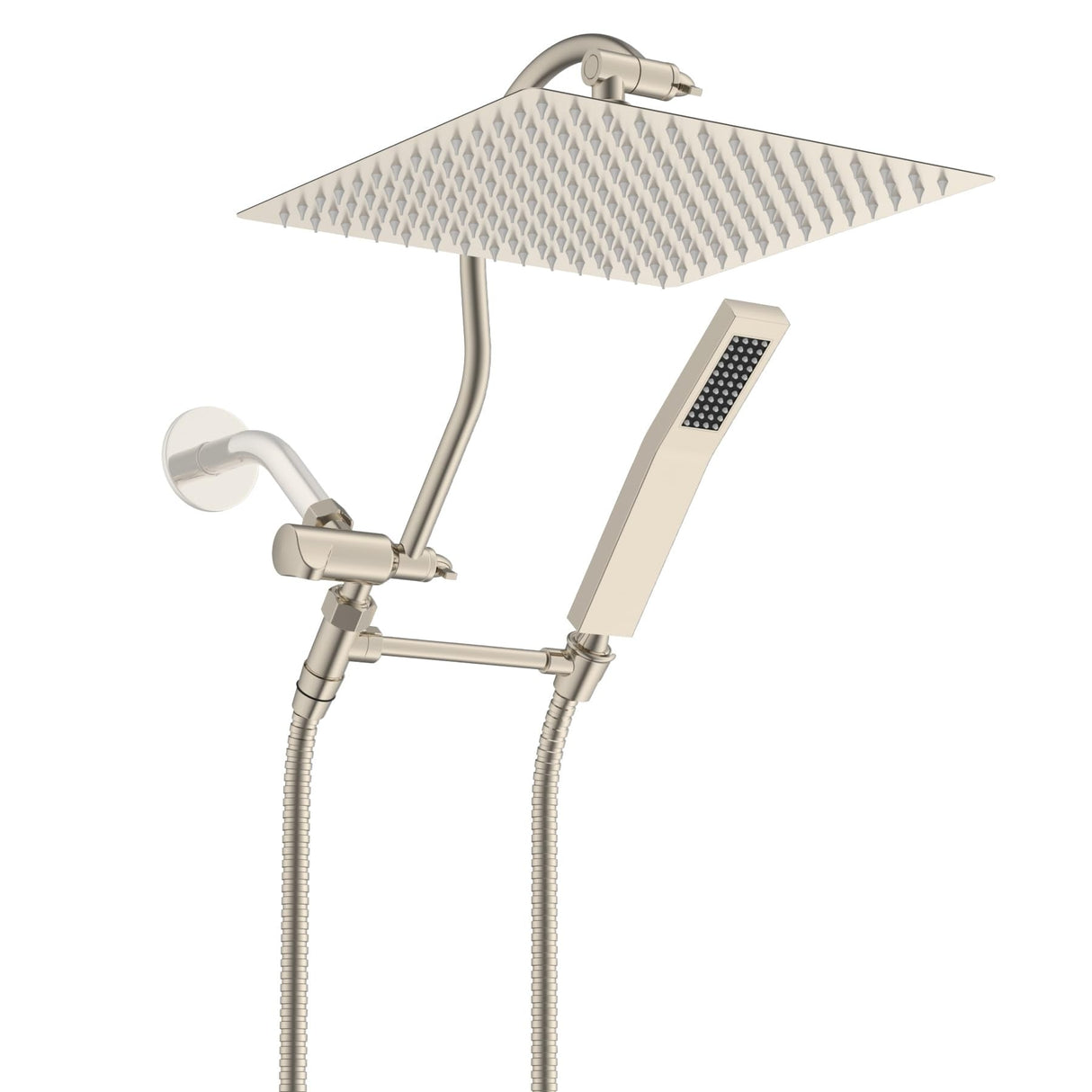 Metal 12" High Pressure Rain Shower Head with Handheld Shower Combo