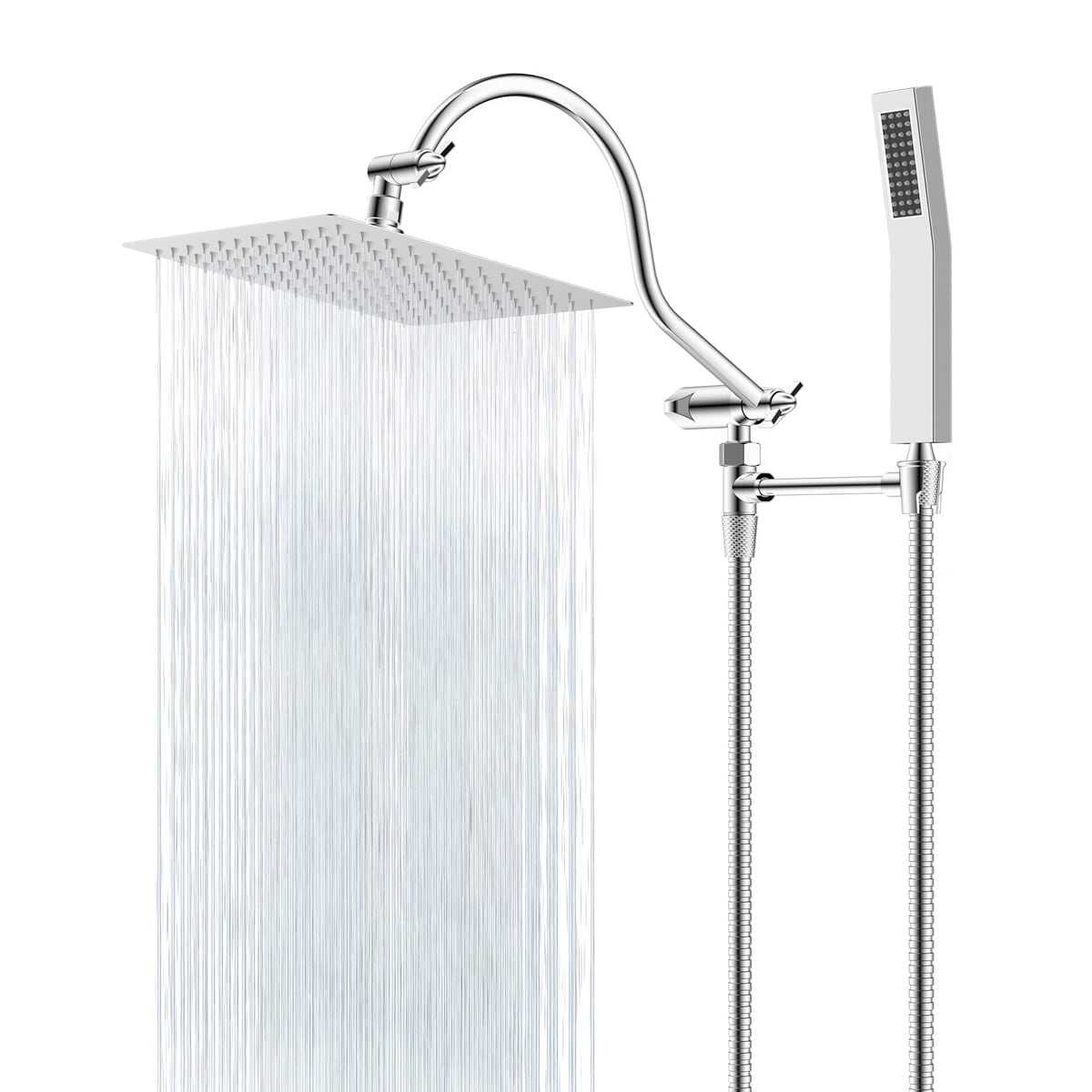 Metal 12" High Pressure Rain Shower Head with Handheld Shower Combo