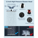 Metal 12" High Pressure Rain Shower Head with Handheld Shower Combo