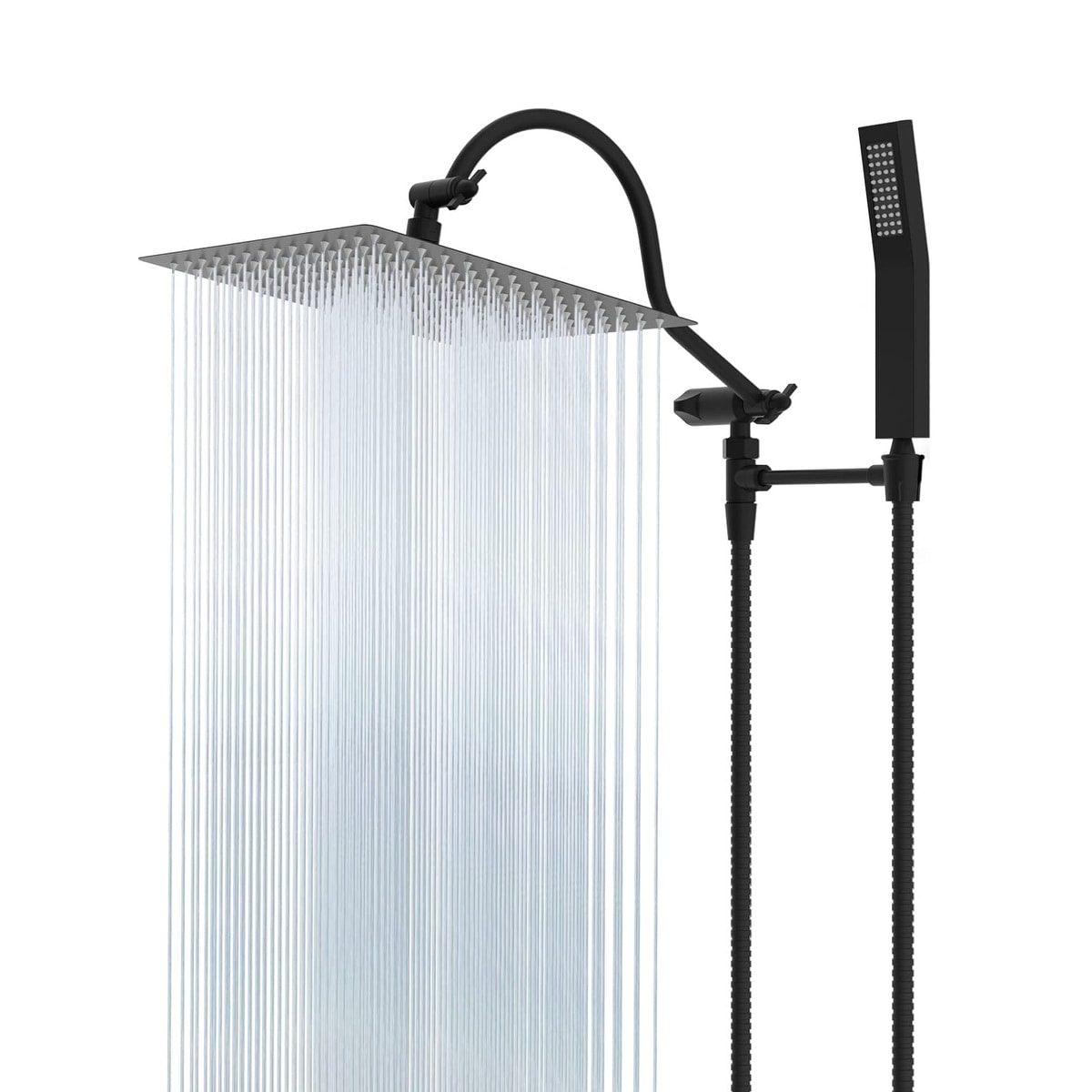 Metal 12" High Pressure Rain Shower Head with Handheld Shower Combo