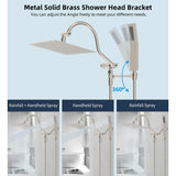 Metal 12" High Pressure Rain Shower Head with Handheld Shower Combo
