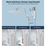 Metal 12" High Pressure Rain Shower Head with Handheld Shower Combo
