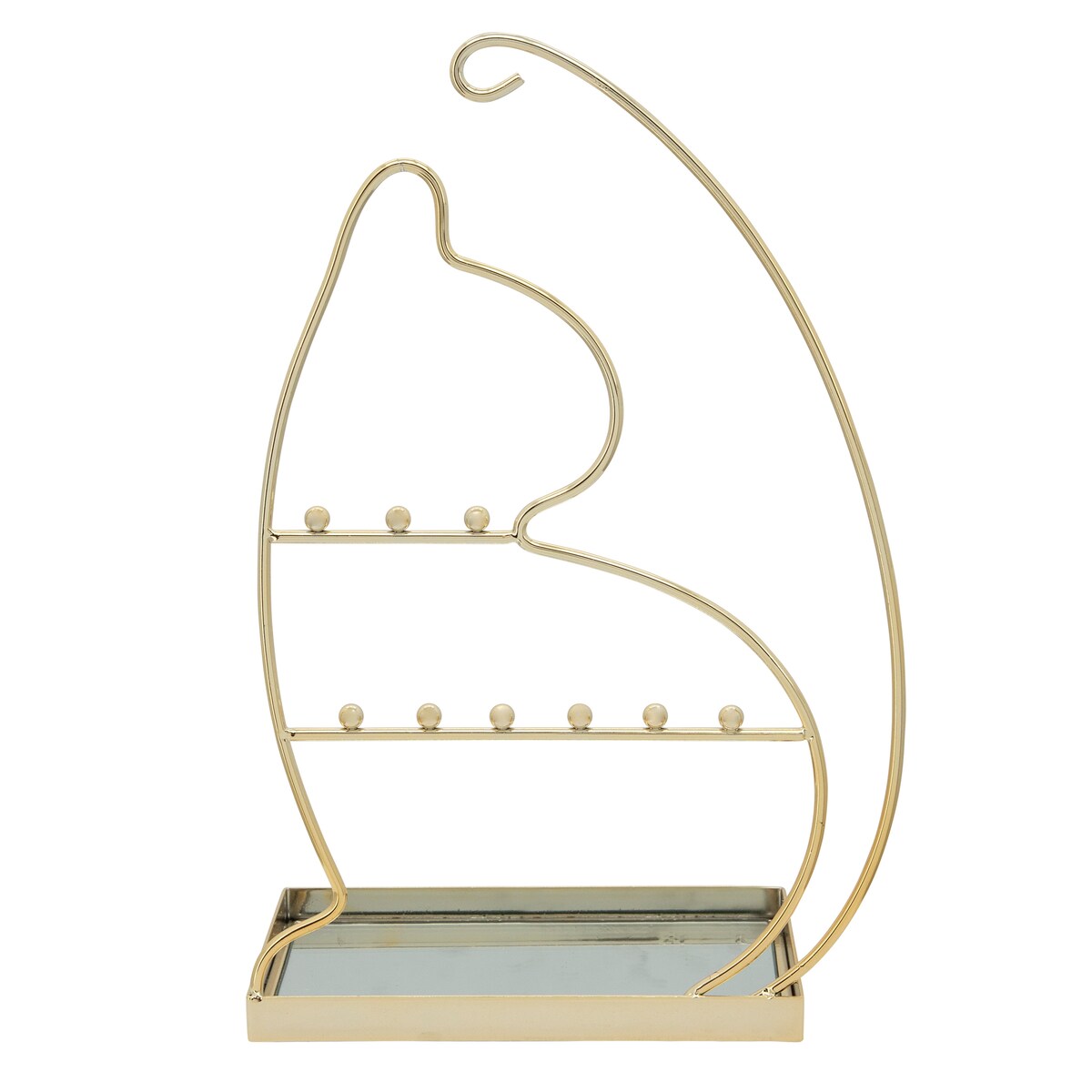 Metal 13" Cat Jewelry Rack, Gold
