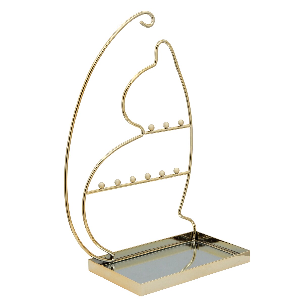 Metal 13" Cat Jewelry Rack, Gold