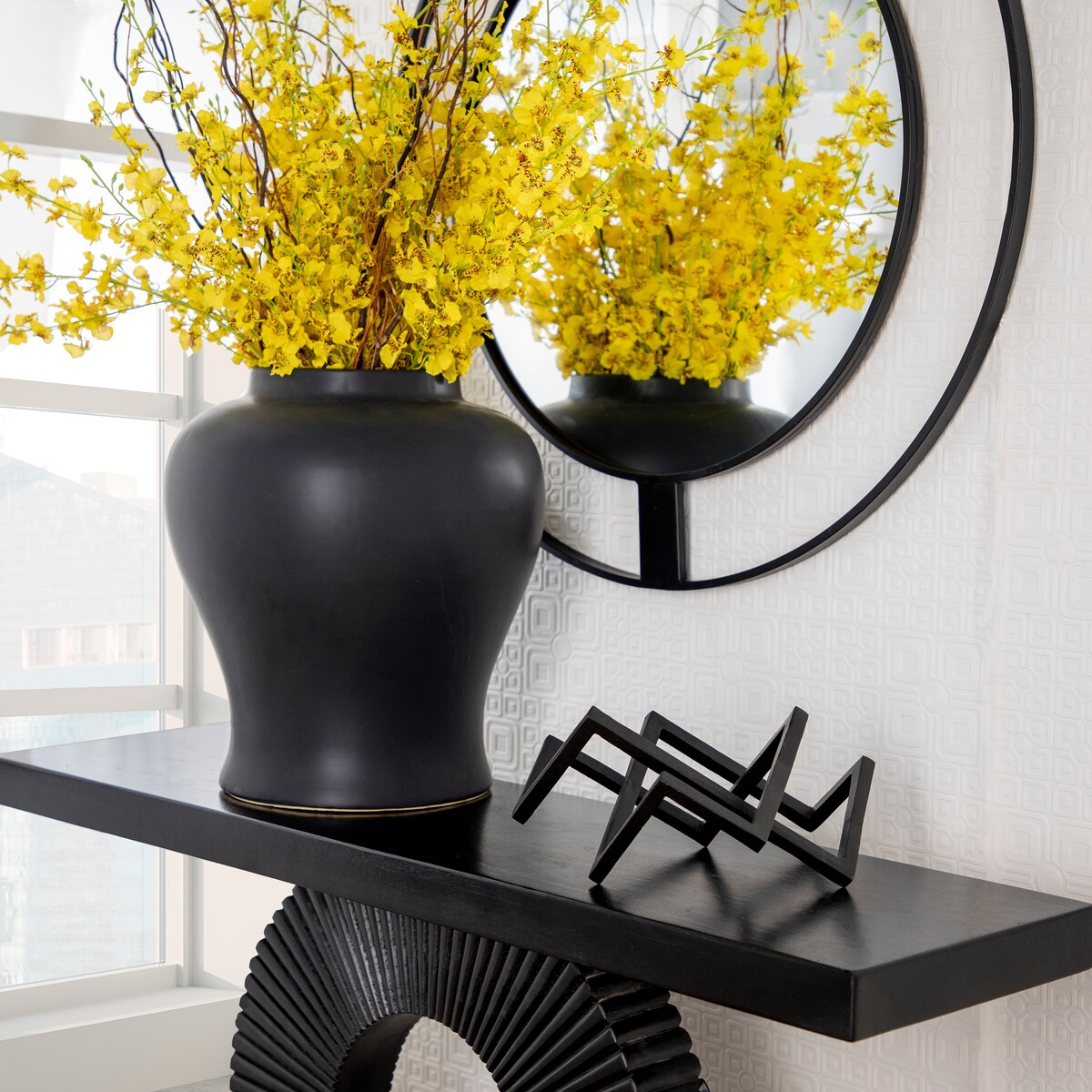 Metal 15" Geometric Decor, Black 6.5"H - 14.0" x 12.0" x 6.5"