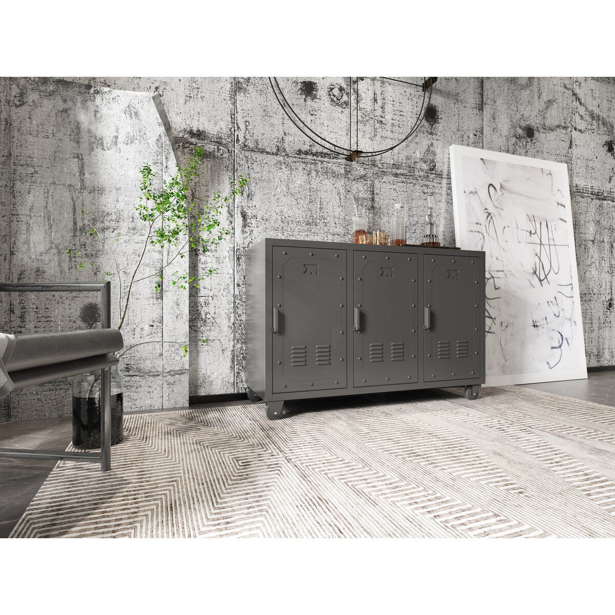 Metal 3-door locker Mobile File Cabinet